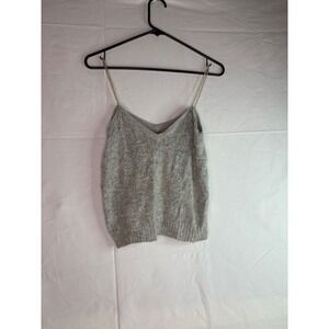 Parrinello Womens Grey Knit Camisole Rhinestone Strap V-Neck Tank Large Korea